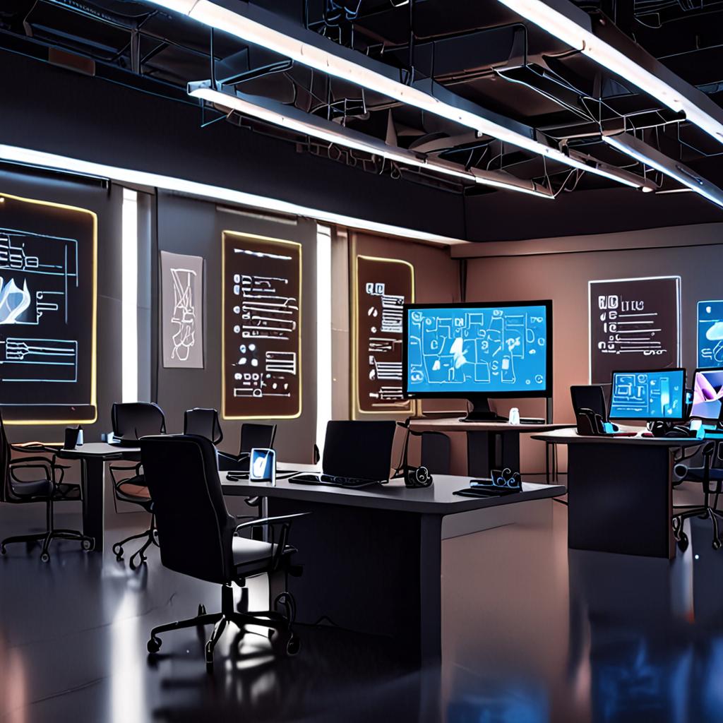 A hyper‑realistic rendering of a futuristic newsroom where AI avatars draft articles while a holographic Google search results page floats above, illuminated by soft neon tones. A hyper‑realistic rendering of a futuristic newsroom where AI avatars draft articles while a holographic Google search results page floats above, illuminated by soft neon tones.