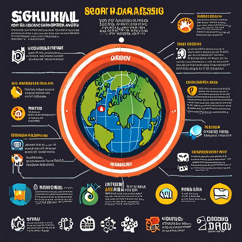 An infographic illustrating the global impact of SEO, with a focus on online visibility and consumer behavior