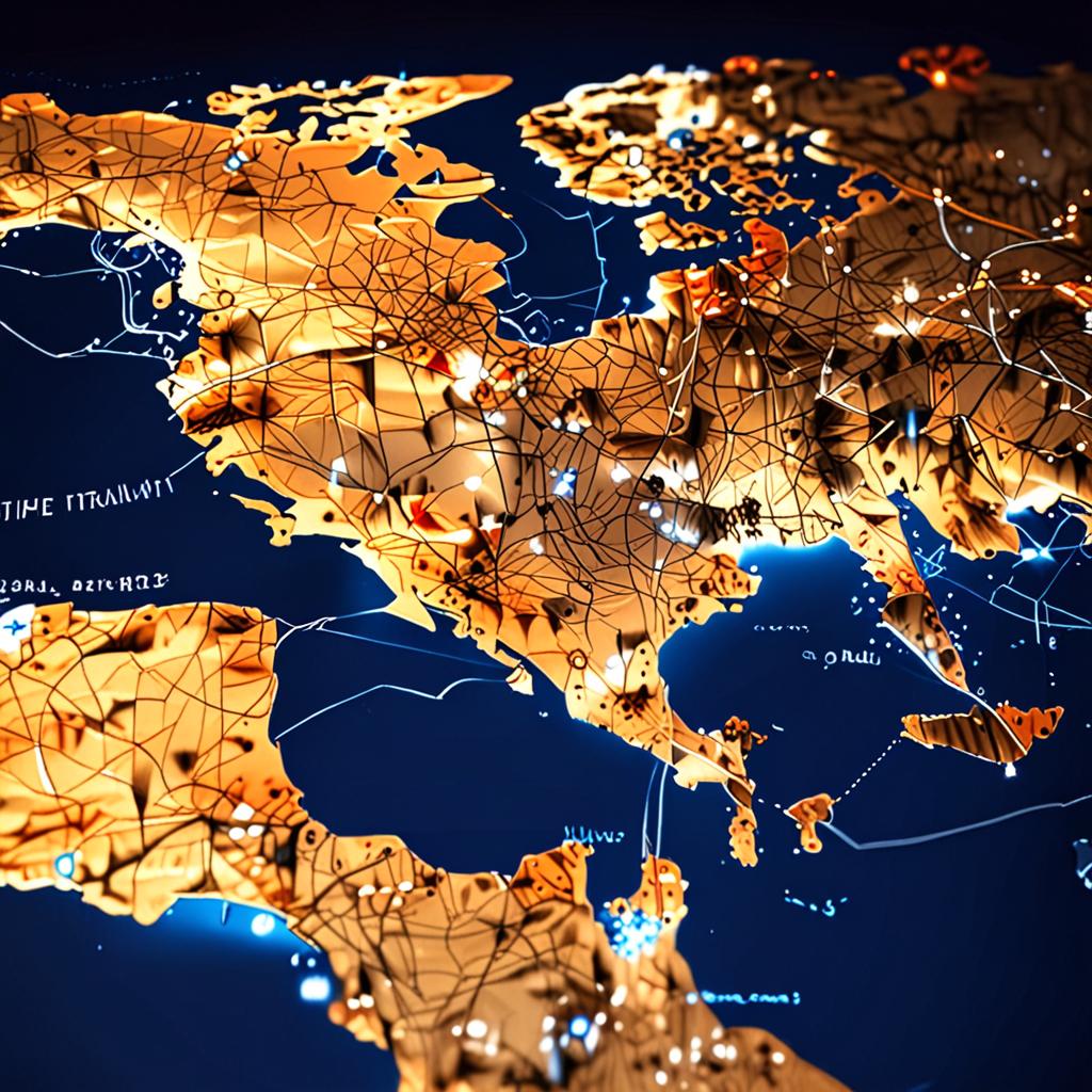 A global map with digital connections and data flows between countries, highlighting the interconnectedness of the digital world, with a focus on search engines and online platforms, 4k resolution, cinematic A global map with digital connections and data flows between countries, highlighting the interconnectedness of the digital world, with a focus on search engines and online platforms, 4k resolution, cinematic