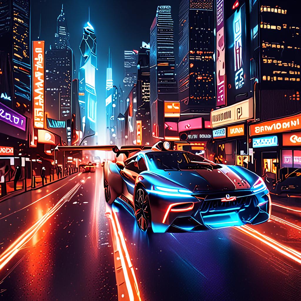 A futuristic cityscape with flying cars and holographic advertisements, symbolizing the integration of AI into daily life. A futuristic cityscape with flying cars and holographic advertisements, symbolizing the integration of AI into daily life.
