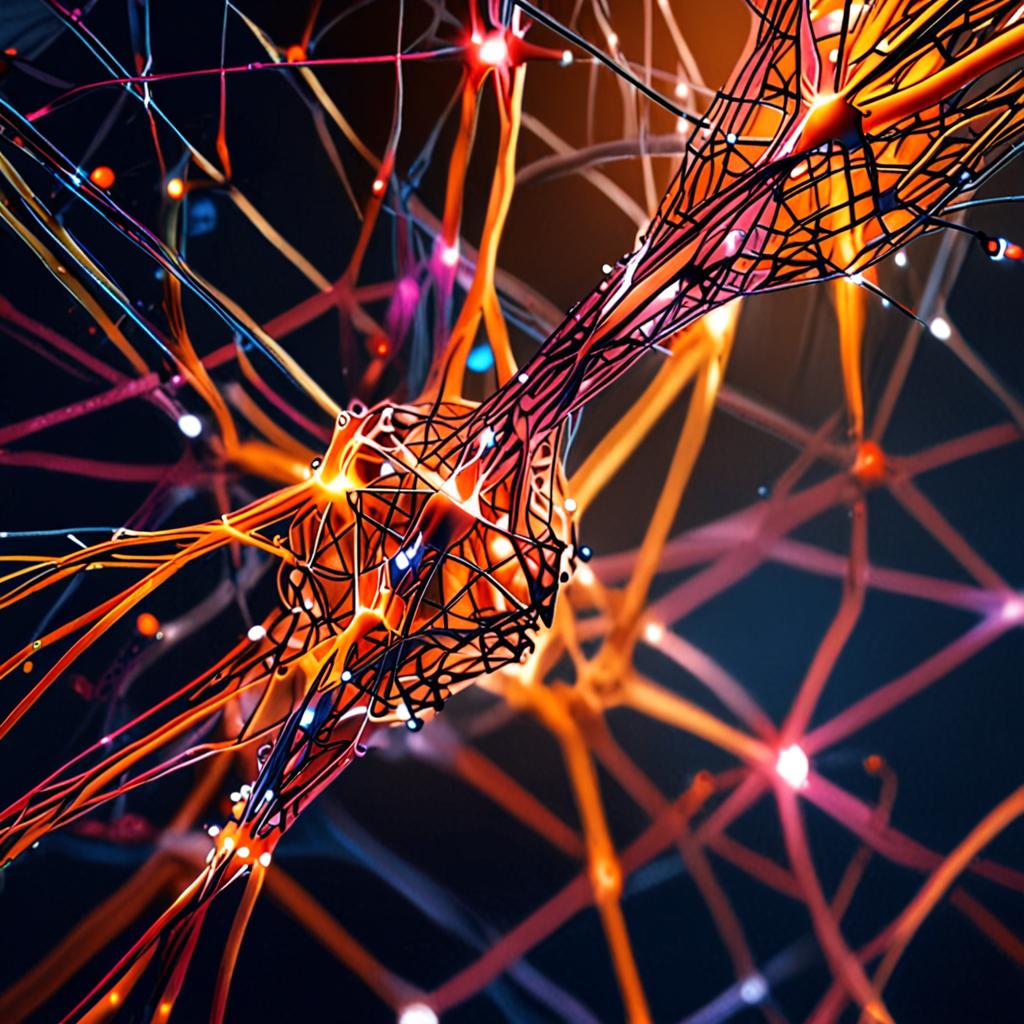 An abstract representation of neural networks, with glowing, interconnected nodes, signifying the complex and dynamic nature of AI