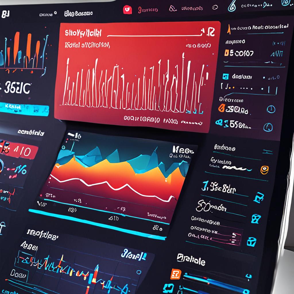 A futuristic illustration of a website's analytics dashboard, displaying key metrics such as traffic, engagement, and conversion rates.