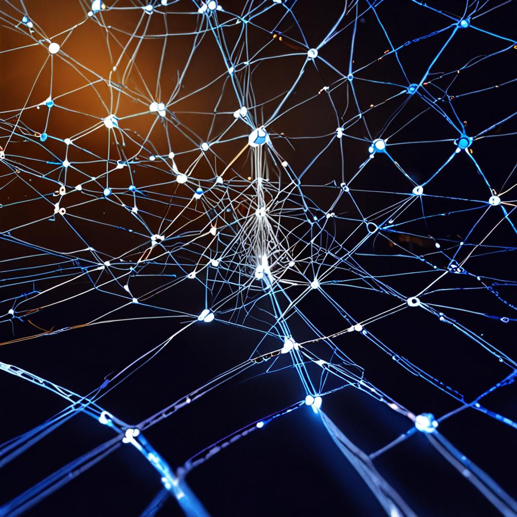 A neural network interface with glowing blue lines and nodes, representing the complex matrix of on-page SEO optimization A neural network interface with glowing blue lines and nodes, representing the complex matrix of on-page SEO optimization