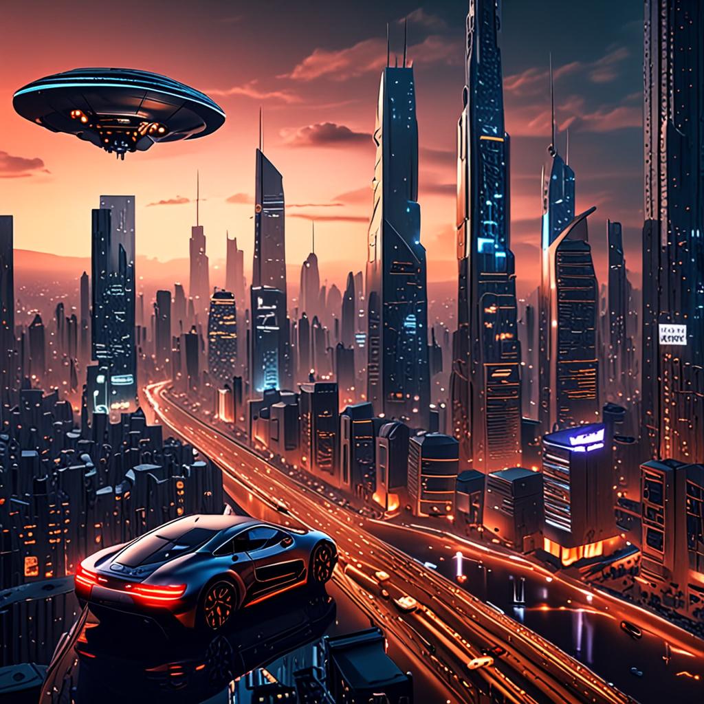 a futuristic cityscape with sleek skyscrapers and flying cars, set against a backdrop of a glowing neural network a futuristic cityscape with sleek skyscrapers and flying cars, set against a backdrop of a glowing neural network