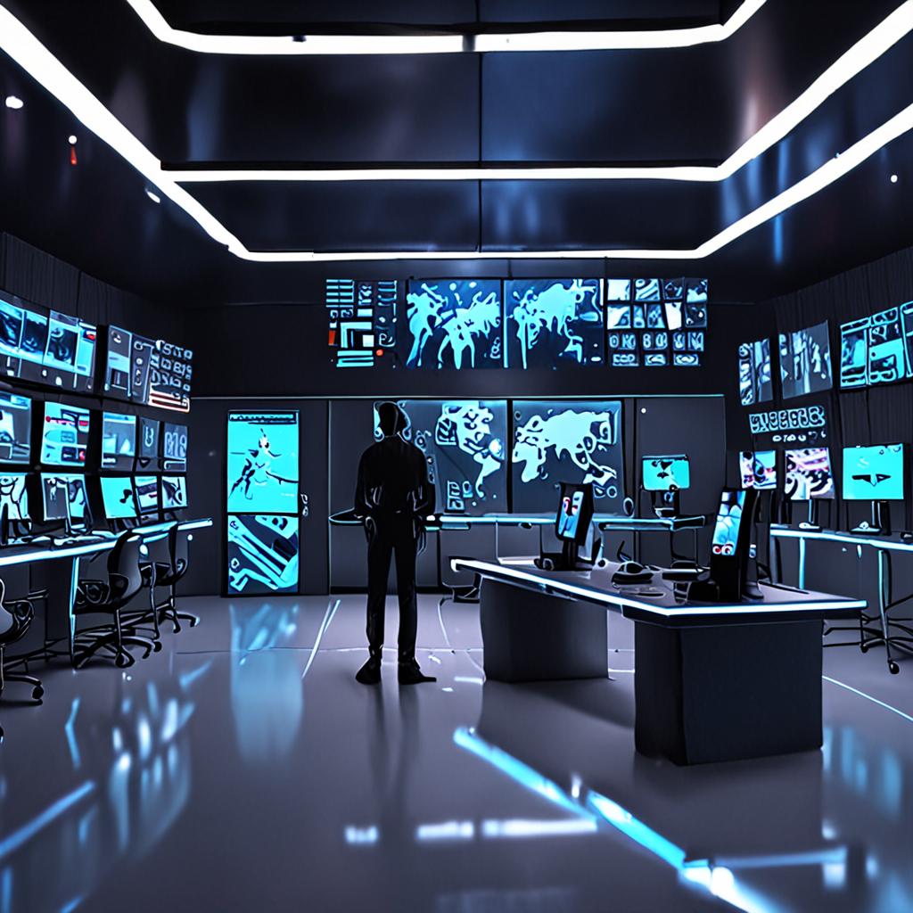A futuristic digital newsroom in 2026 where multi-agent neural engines visually synthesize streaming 3D holographic news feeds and spatial graphics in real-time, high-tech matte neon aesthetics, wide cinematic angle. A futuristic digital newsroom in 2026 where multi-agent neural engines visually synthesize streaming 3D holographic news feeds and spatial graphics in real-time, high-tech matte neon aesthetics, wide cinematic angle.