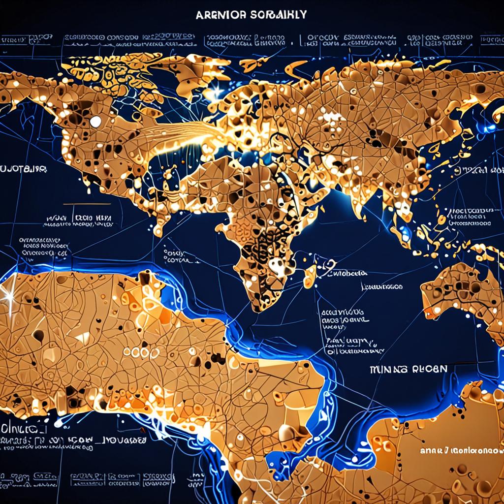 A world map illuminated with data streams flowing from major AI research hubs (Silicon Valley, Beijing, Bangalore) to regional development centers, showing nodes labeled A world map illuminated with data streams flowing from major AI research hubs (Silicon Valley, Beijing, Bangalore) to regional development centers, showing nodes labeled
