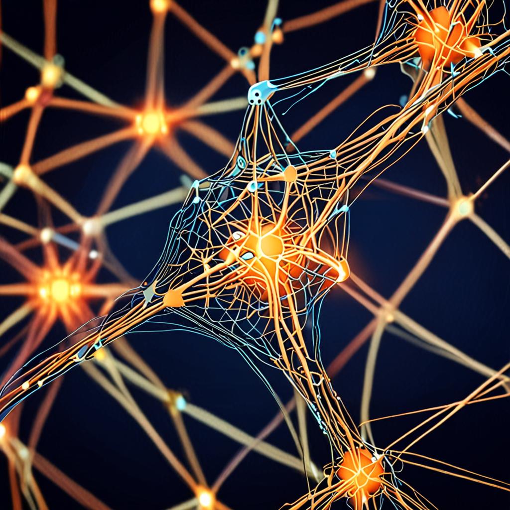 A futuristic neural network visualization, with glowing blue lines and nodes, representing the complex connections between AI systems A futuristic neural network visualization, with glowing blue lines and nodes, representing the complex connections between AI systems