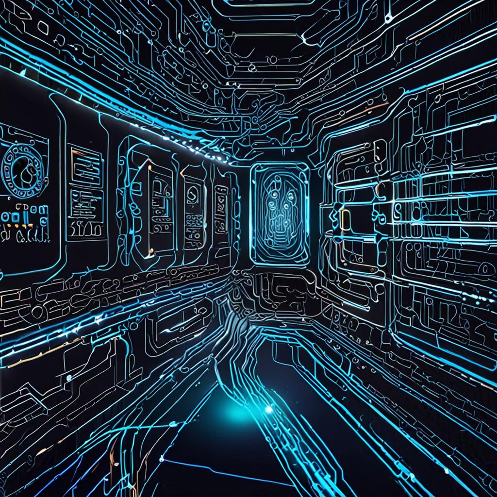 A futuristic digital blueprint showing automated code generation pipelines flowing into a sleek web user interface, styled in deep dark mode with neon indigo and turquoise glowing accents, ultra-detailed 8k resolution. A futuristic digital blueprint showing automated code generation pipelines flowing into a sleek web user interface, styled in deep dark mode with neon indigo and turquoise glowing accents, ultra-detailed 8k resolution.