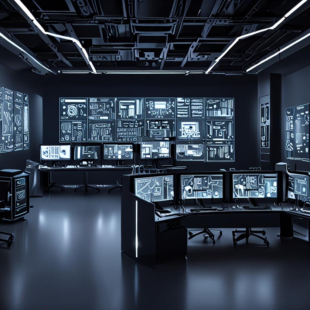 A futuristic web development laboratory with a sleek, silver AI-powered server, surrounded by multiple screens displaying lines of code, 8k resolution, cinematic
