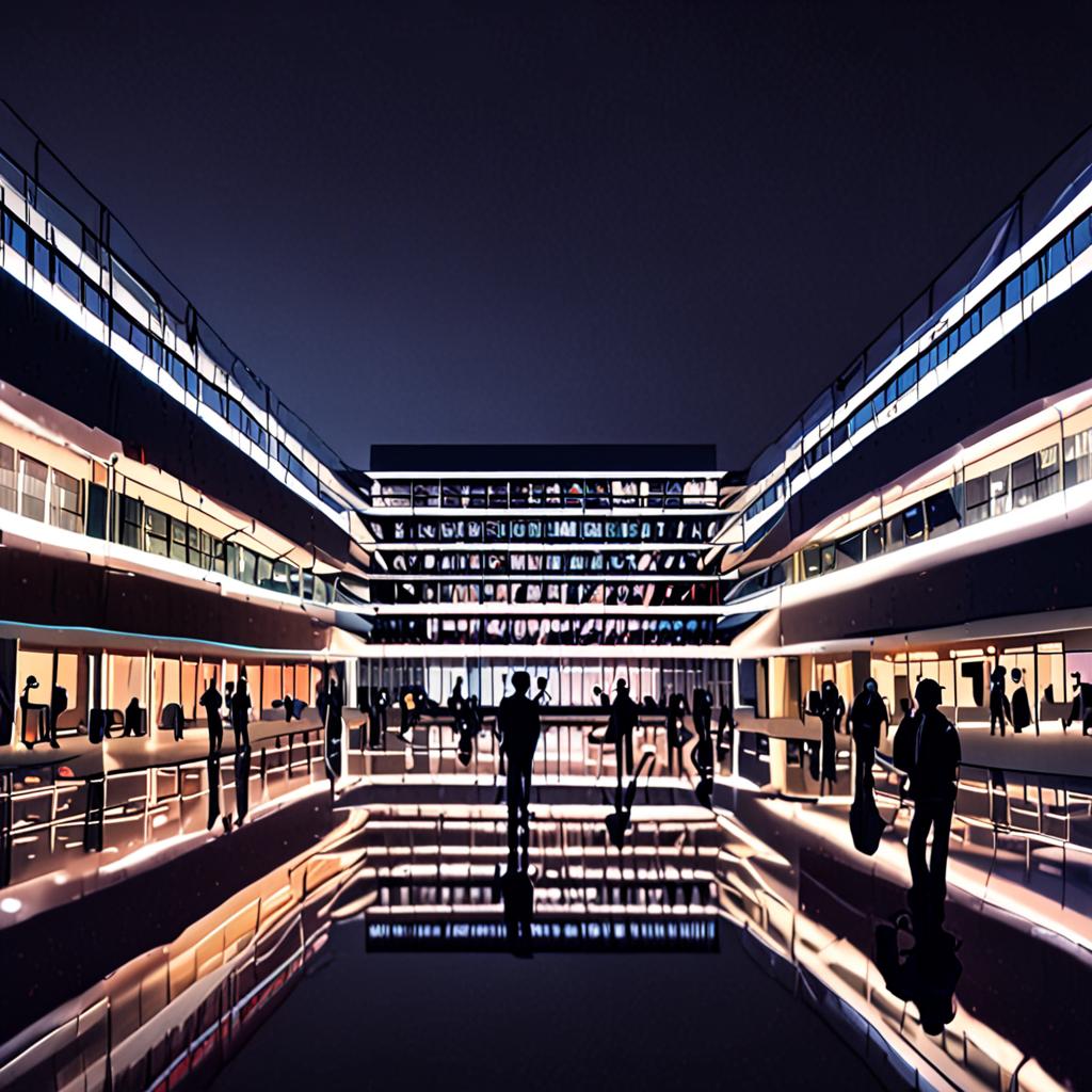 A futuristic, neon-lit campus of a top Indian university, with students collaborating on a project, surrounded by sleek, modern architecture and cutting-edge technology, 8k resolution, cinematic